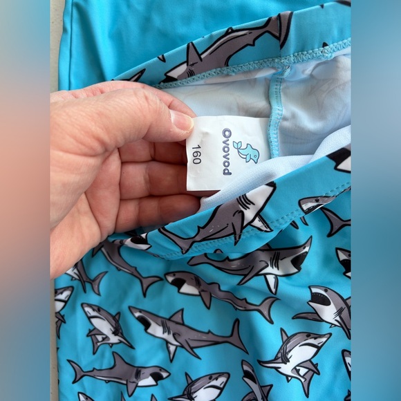 OVO Turquoise & Blue Shark Rashguard Swim Set - Picture 2 of 3